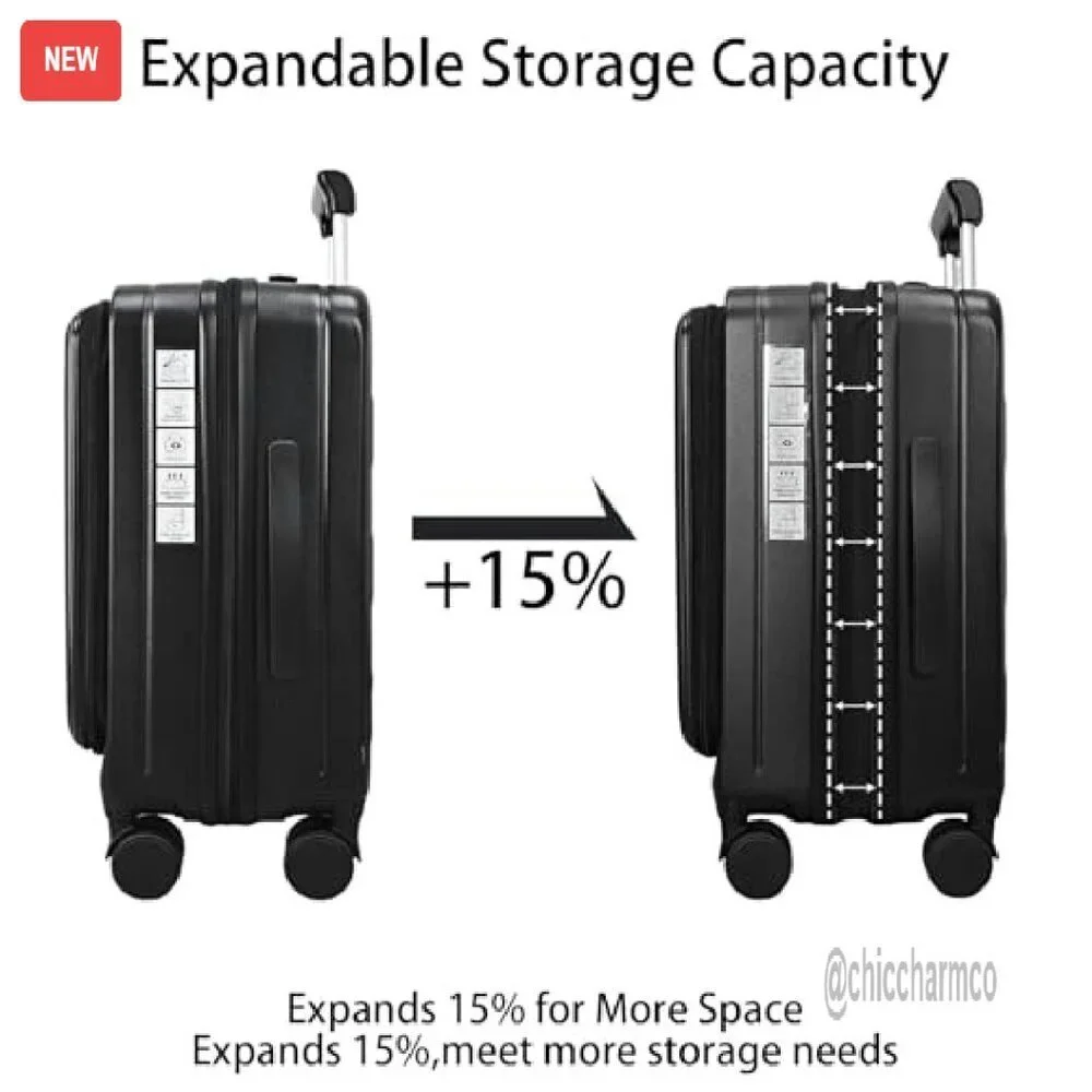 20 Inch Expandable Carry On Luggage Polycarbonate Hard Shell TSA Lock
